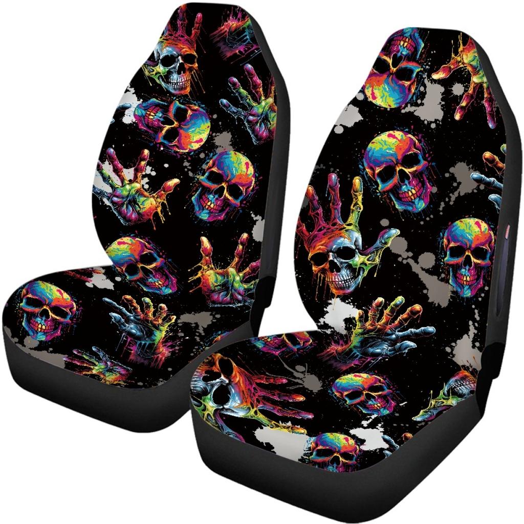 Universal Auto Seat Covers Digital Print Abstract Patterns Waterproof Airbag Compatible Front Rear Seat Protectors Full Set