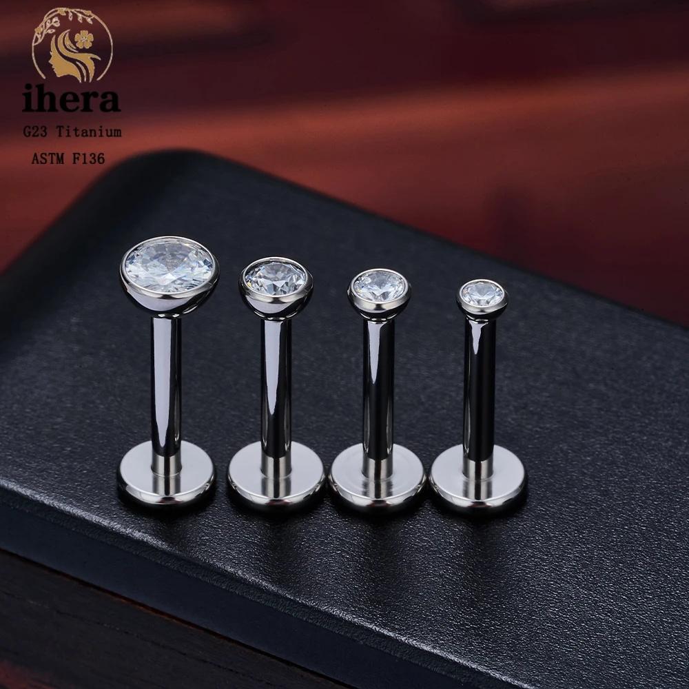 10/50PCS G23 Titanium Piercing Labret Lip Studs 16G CZ Internally Threaded Stud Earring Lip Ring Tragus Cartilage Helix Jewelry