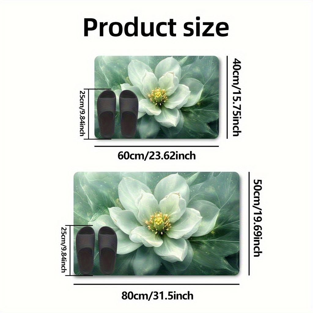 1Pcs Lotus  Pattern Floor Mat Modern Kitchen Polyester Rug Non-Slip Colorful Indoor Carpet, For Home Bathroom Bedroom Living Room Decor