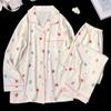 Spring And Autumn New Cloud Cotton Pajamas Women'S Long-Sleeved Sweet Strawberry Girl Cardigan Loungewear Set Real Shot