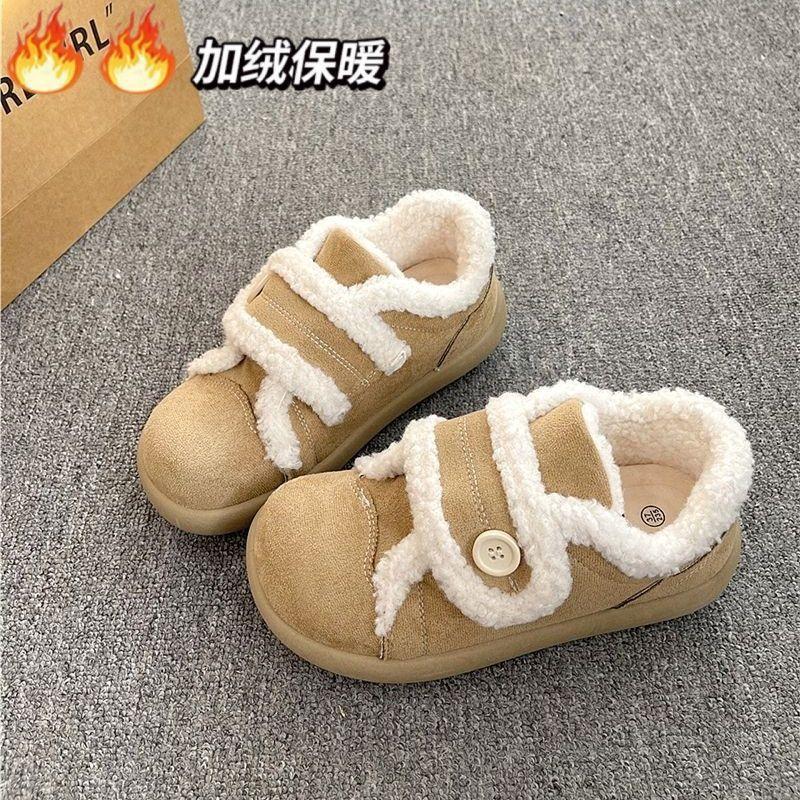 

22 winter new snow boots thick sole heightening velcro retro student board shoes warm cotton shoes 35