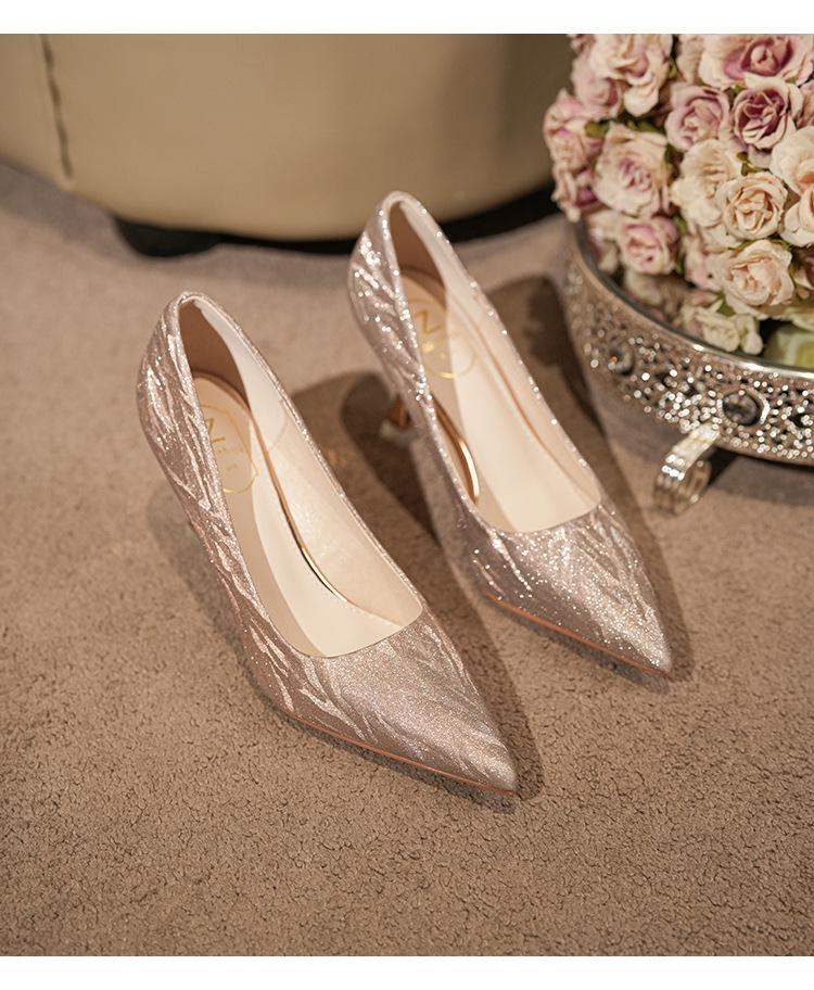 French Sparkly Versatile High Heels - Wedding & Banquet Shoes for Women