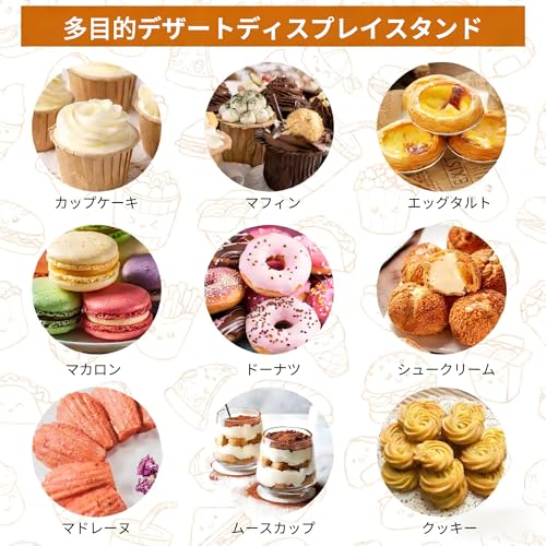 EffiQ-Rate Acrylic Cake Stand, 3-Tier, Afternoon Tea Stand, Figure Base, Display, Storage, Transparent, Birthday Party, Cupcakes, Sweets, Macarons, De