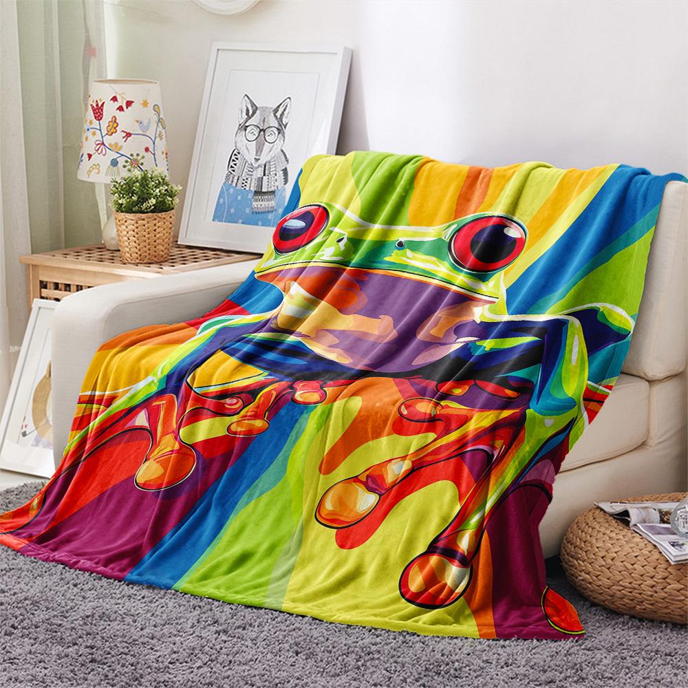 Tree Frog Print Flannel Blanket, High Quality Comfortable for All Seasons, Home Decor, Warmth and Comfort, Perfect for Christmas Gifts