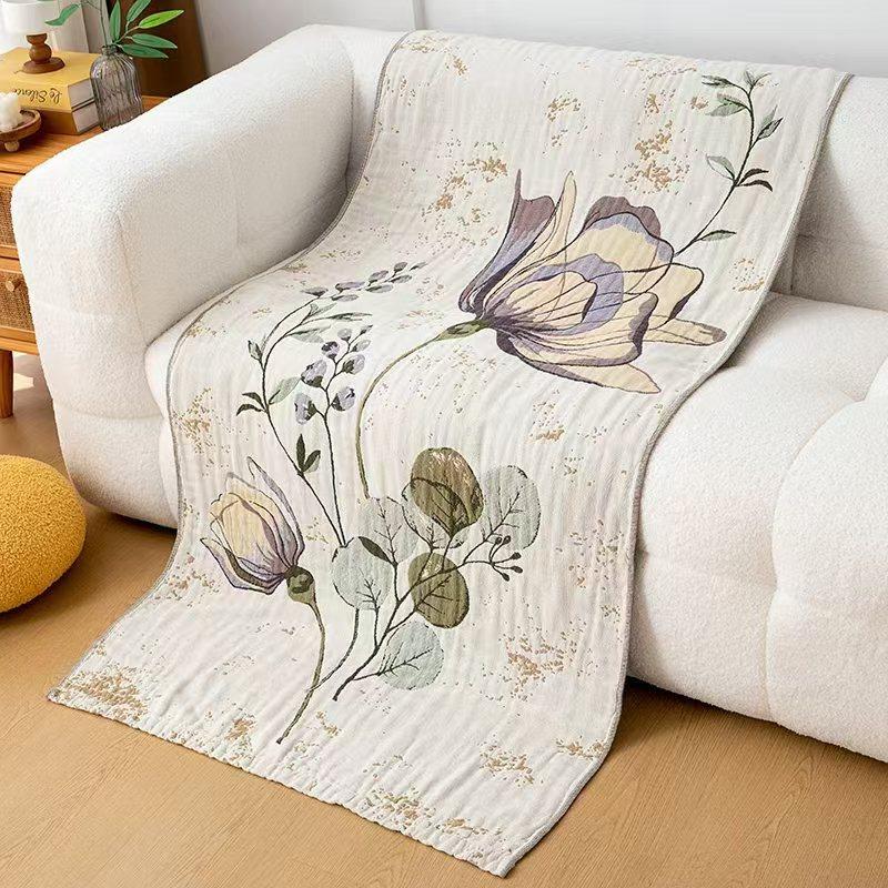 China Colored Jacquard Pure Cotton Four-Layer Gauze Bath Towel Men Women Extra-Large Adult Beach Towel Soft Absorbent