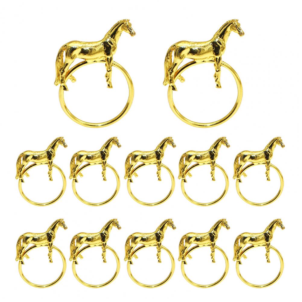 Metal Napkin Rings Horse Napkin Holders 12pcs Metal Horse Napkin Rings Equestrian Standing Horse Shape Buckles for Parties