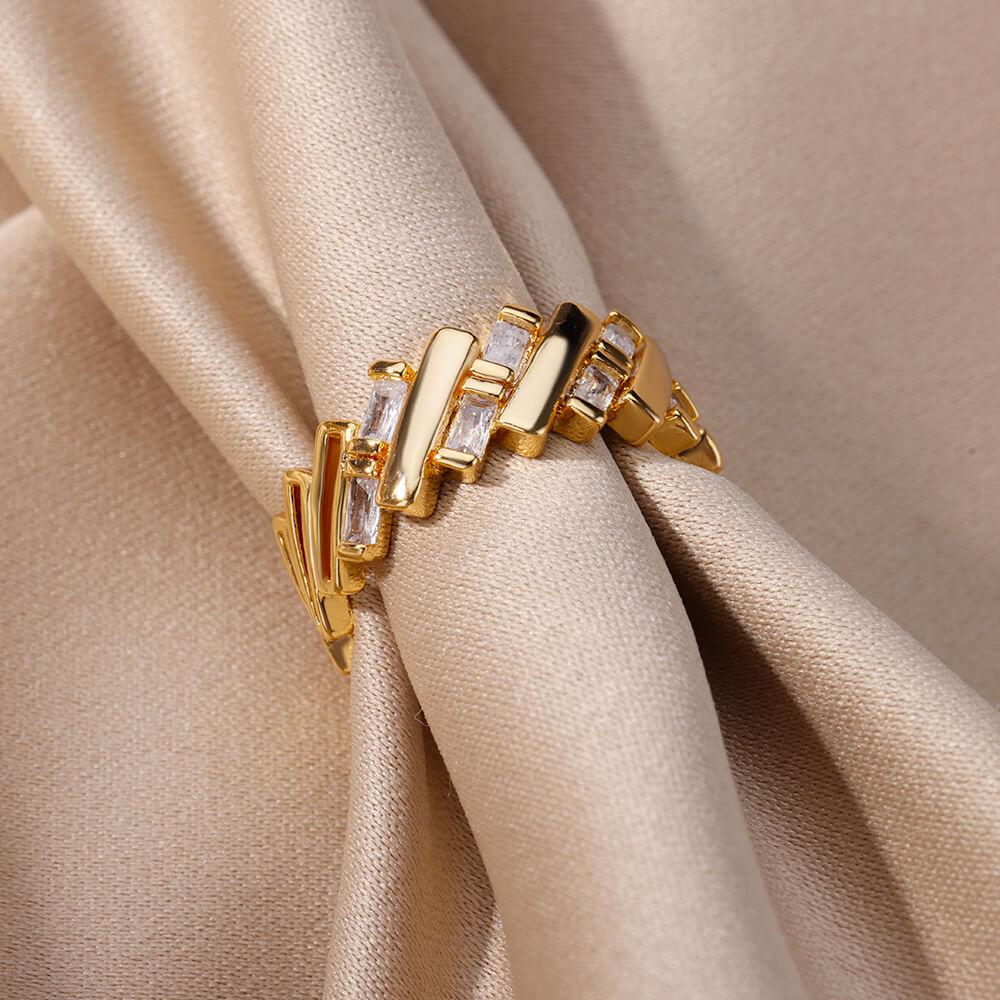 Zircon Bar Rings For Women Stainless Steel Bar Opening Geometric Ring  Trending Luxury Wedding Aesthetic Jewelry Anillos