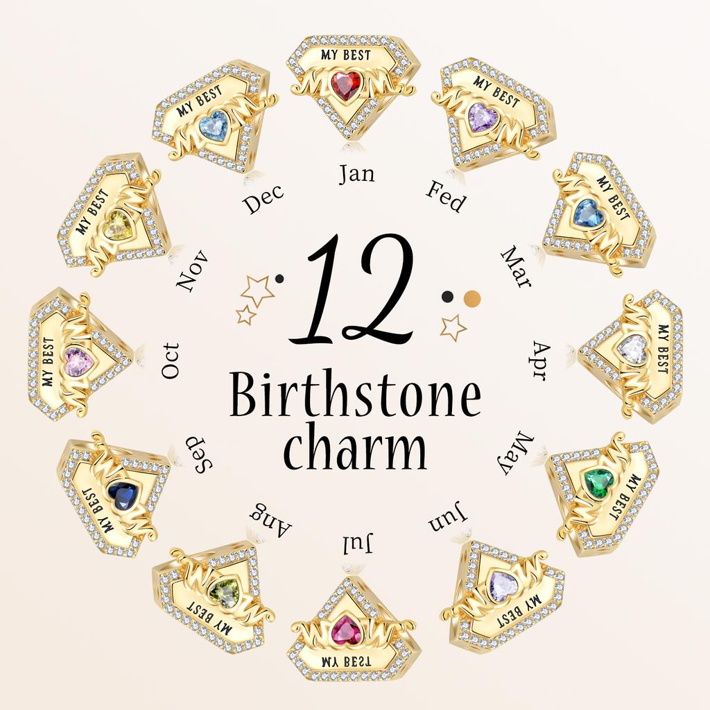 BAMOER Sterling Silver PAVE CZ Love Birthstone Charm – DIY Bracelet Bead For Women