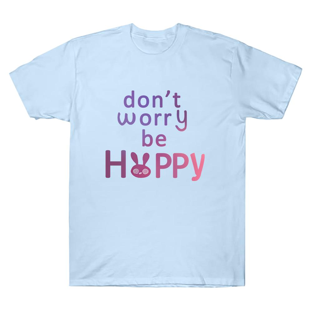 Dont Worry Be Hoppy Letter Print T-shirts Judy Cotton T Shirts Cute Funny Cute Bunny Tee Unisex Couples Creative Gift