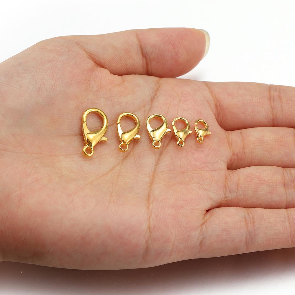 100pcs 10-18mm Carabiner Clasps for Jewelry Making Components DIY Lobster Clasp Bracelet Necklace Hooks Chain Closure Keychain