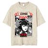 Unisex Washed Vintage Horror Anime Junji Ito Uzumaki Graphic T-shirt Men Women Manga Retro Oversized T Shirt Y2k Casual Cotton T-shirts