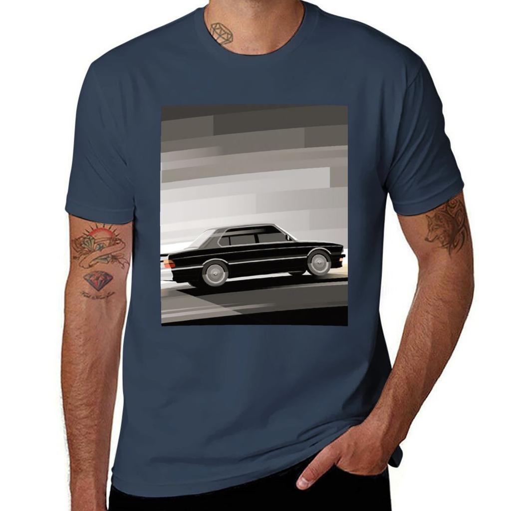 1981 Classic Black E28 Sedan Graphic Illustration Tshirt Urban Style Print Tshirt