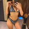 Neuer Pailletten-Halter-Metallketten-Bikini Damen Bademode Weiblicher Badeanzug Zweiteiliges Bikini-Set Badegast Badeanzug Schwimmen