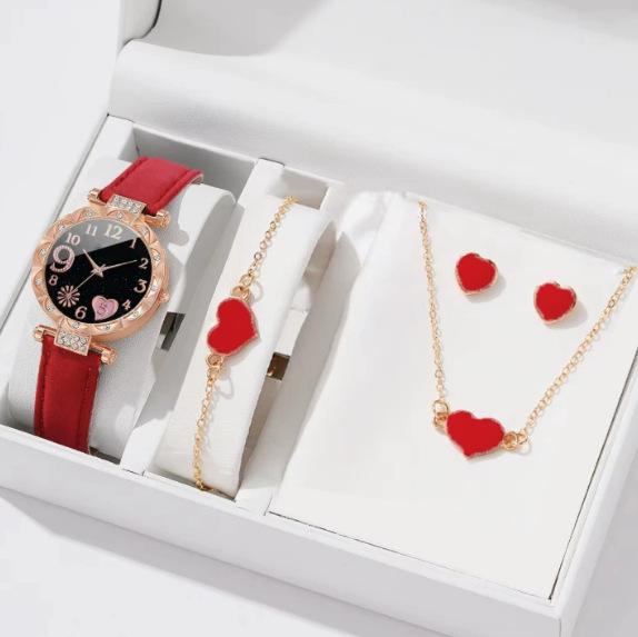 New Popular Women'S Bracelet Watch Fashionable And Simple Butterfly Five-Piece Watch Set Watch