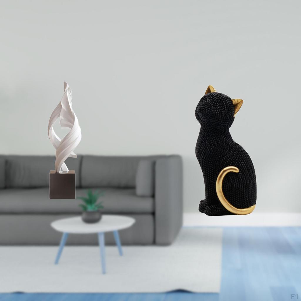 Abstract Cat Statue Decorative Figurine Sculpture Souvenir Collectible Ornament for House Office