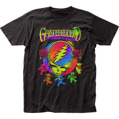 Grateful Dead Neon Splatter T Shirt Mens Rock and Roll Music Classic Band Black