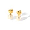 Vintage Pearl Earrings With Bow Heart Shape And Crystal Rhinestones Fashion Dangle Earrings For Women