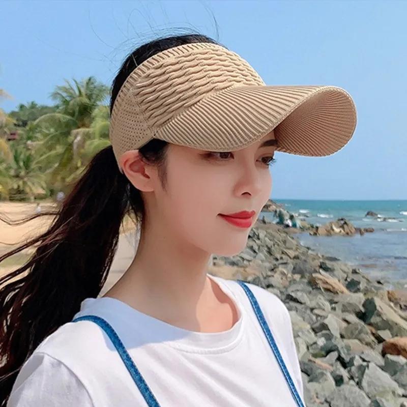 WTEMPO Summer Sun Protection Visor Cap Women Running Sports Travel Sun Hats Solid Color Casual Duckbill Cap Baseball Cap