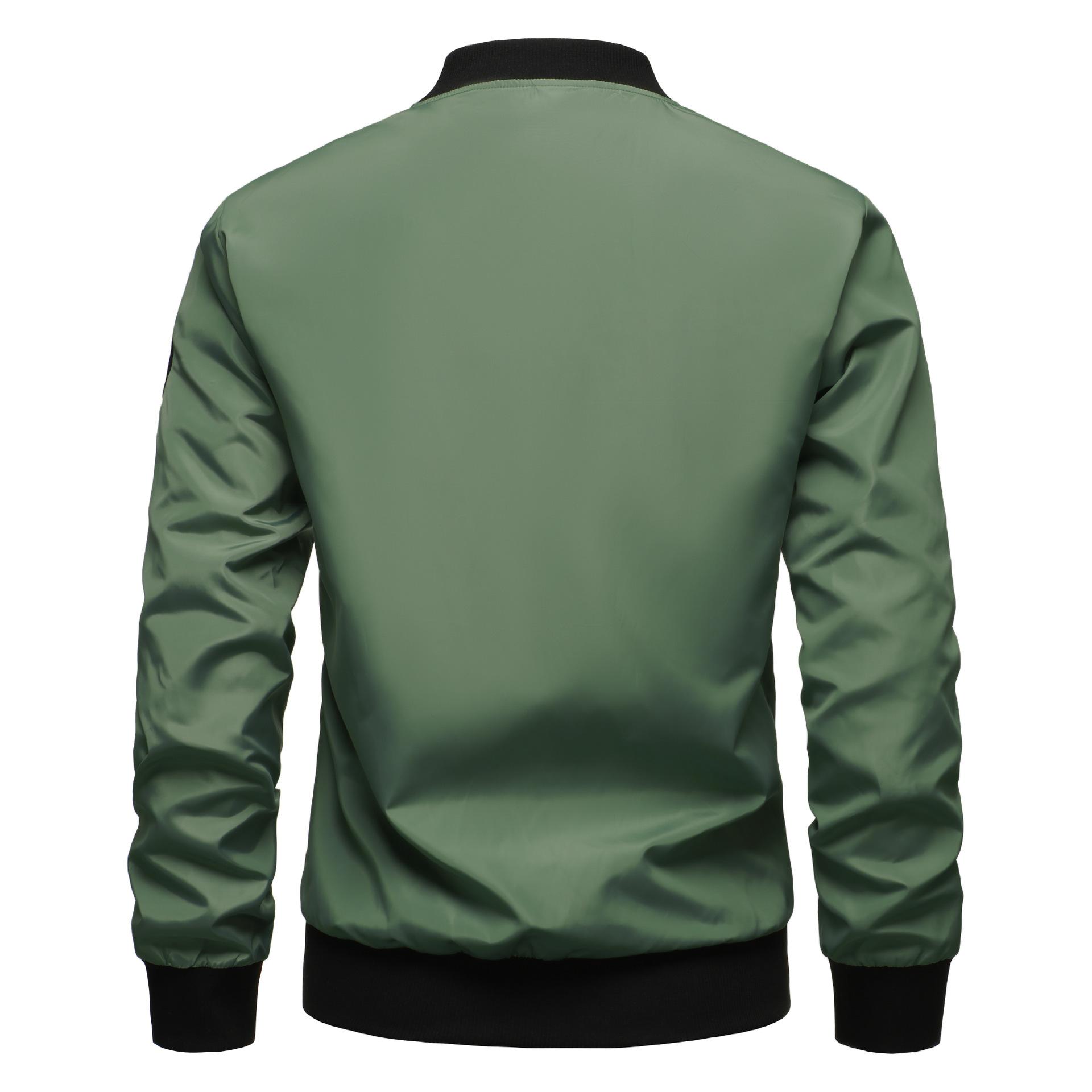 KUDORO Lichte herenjas met lange mouwen, overgangsjas, bomberjack, sportjack met ritssluiting, windbreaker voor heren met klassieke opstaande kraag, zwart1, XXL