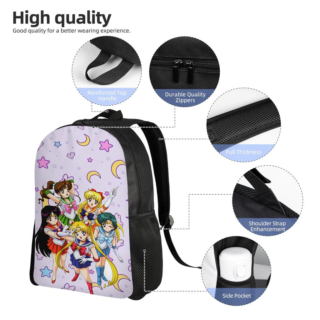 Sailors Moon Backpack  Youth Polyester Camping Backpacks Print Casual School Bags Rucksack
