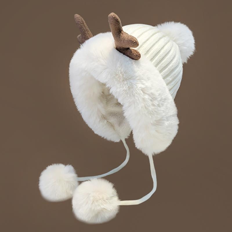 1PC Christmas Outfit Christmas Accessories Ear Flap Hat Gift Faux Fur Hat Fashion Plush Hat Warmth 55-60cm