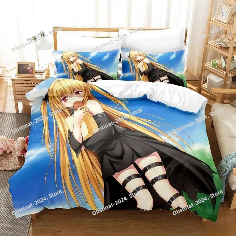 Anime Yami To LOVE Ru Bettwäscheset Bettbezug Bettset Steppdecke Kissenbezug Bettdecke King Queen Größe Jungen Erwachsene Heimtextilien