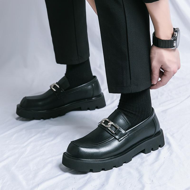 Modische, trendige Herren-Loafer mit dicken Sohlen, erhöhter britischer Stil, High-Level-Business-Casual-Slip-On-Party-Outdoor-Wanderschuhe