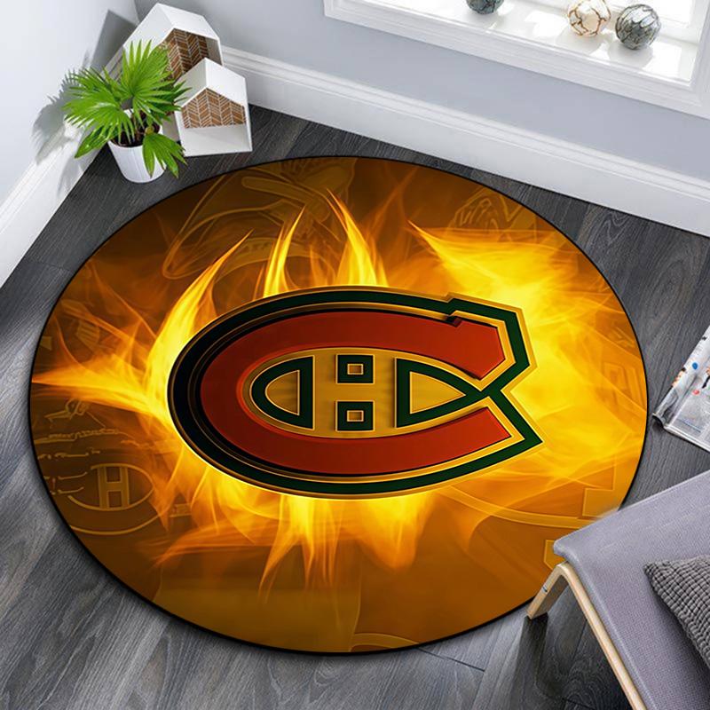 Montreal Canadiens2 Round Area Rug,Carpet Rug for Living Room Bedroom Sofa Playroom Decor,Non-slip Floor Mat