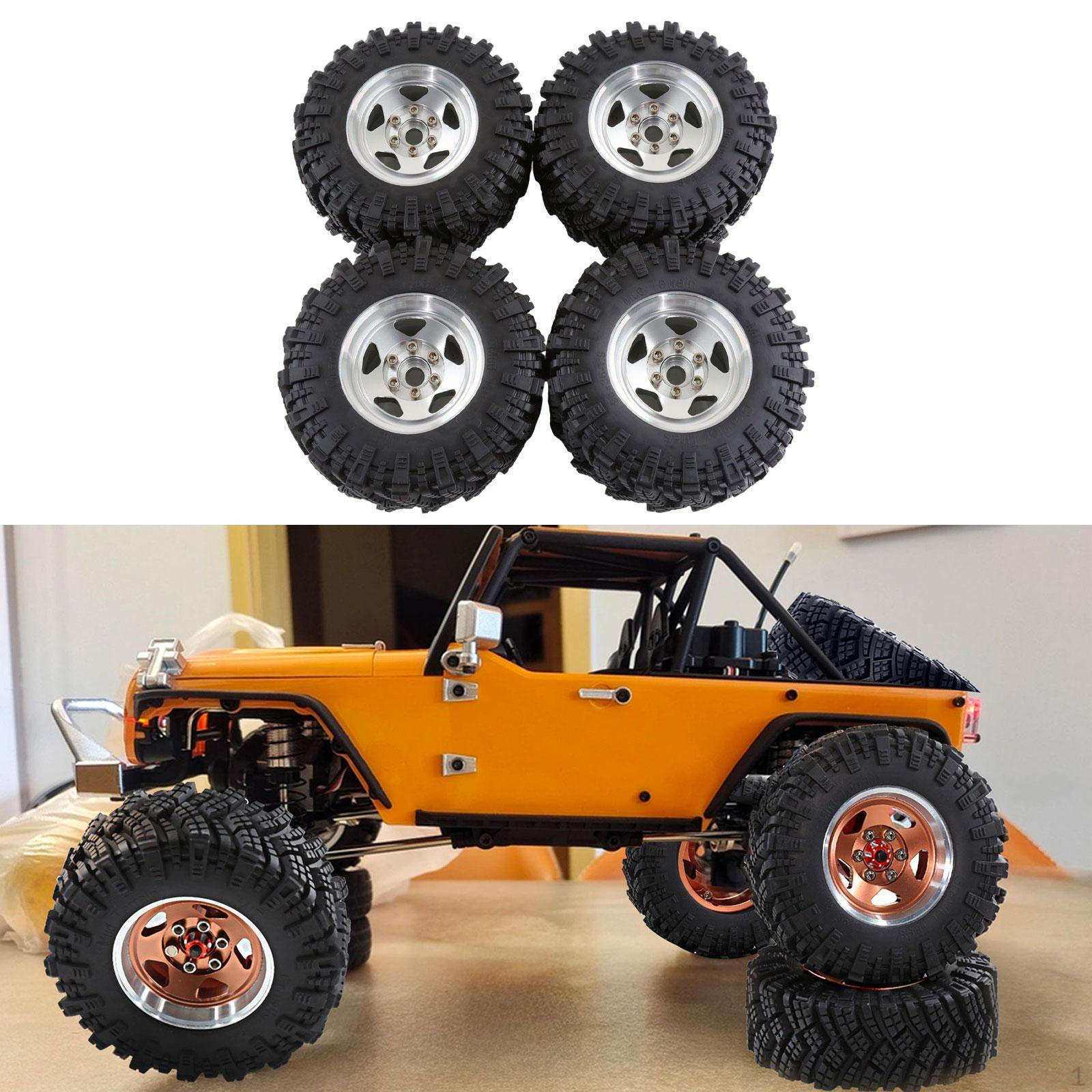 

4 упаковки коліс і шин для радіостанцій для запасних частин гусеничного автомобіля в масштабі 1/12 silvery