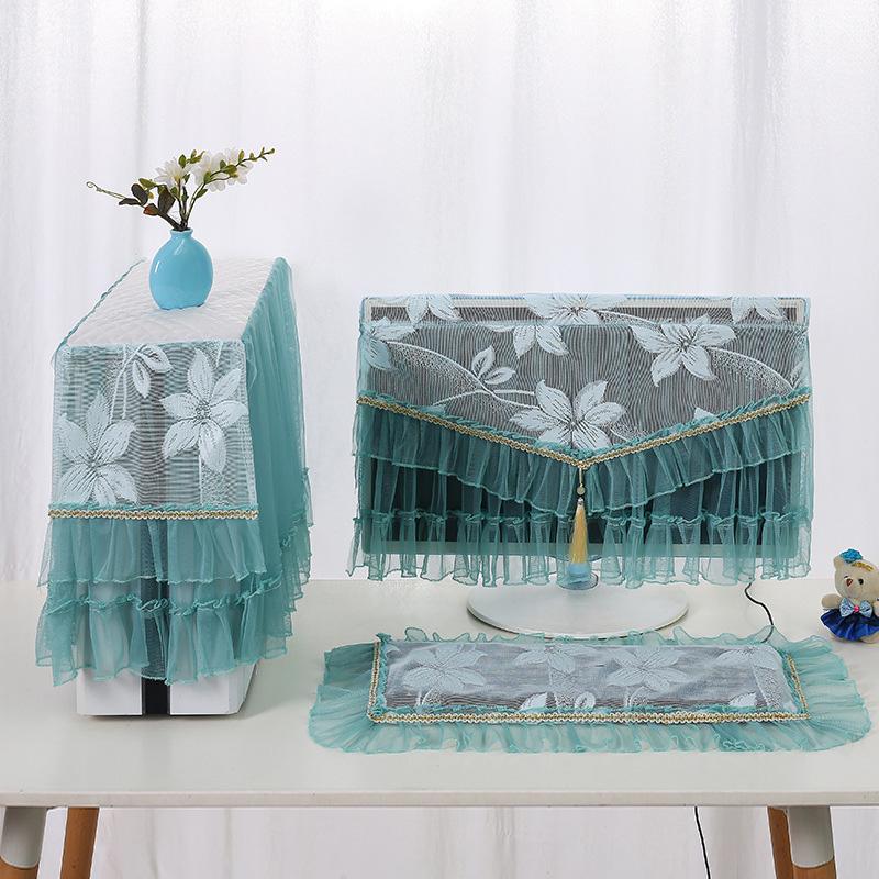 3Pcs Keyboard 17 24 27inch LCD Monitor Protective Dustproof PC Host Machine Universal Dust Cover Desktop Computer Lace Fabric