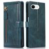 For iPhone 16e Case Zipper Flip Leather Phone Cover with Card Holder