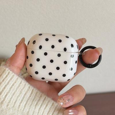 Korea Simple Cute Black Polka Dots White Silicone Earphone Case for Apple Airpods 1 2 3 4 Pro 3 2 Soft Cover With