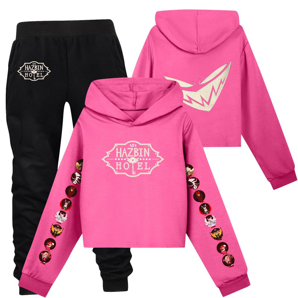 Children's Casual Fashion Hooded Pullover, Printed Loose Hoodie And Casual Pants Two-piece Set