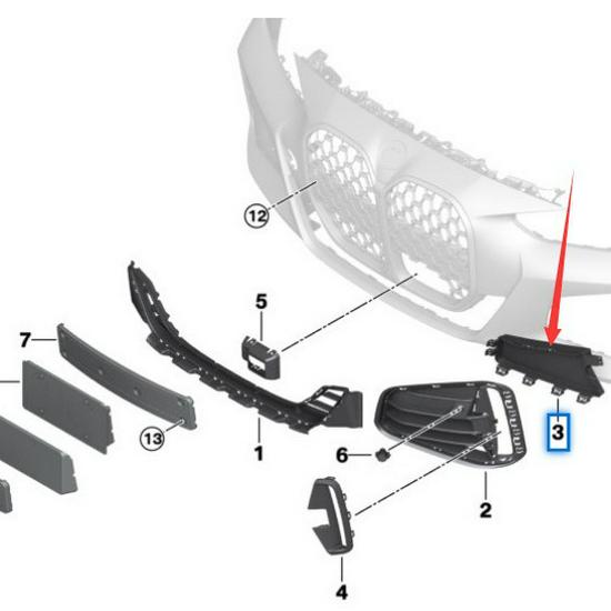 Fog Light Air Intake Grille Lower Panel for BMW 4 Series G22 Front Bumper (51118076729, 51118076730)