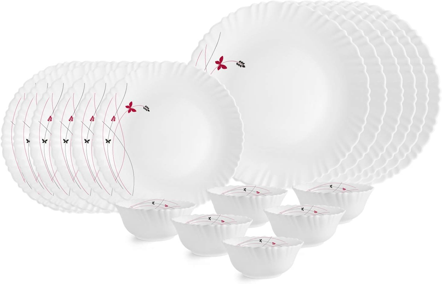 18-Piece Dinner Set Serving for 6 Lightweight, Chip-Resistant Bone Ash-Free Microwave & Dishwasher Safe M белый