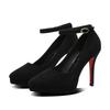 Fashion Women's Pumps High Heels Ankle Strap Flock Female Platform Shoes Mary Jane Women Shoes Ladies Footwear