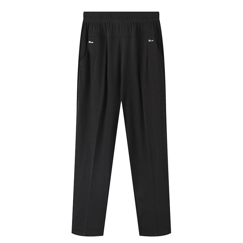 Dames Plus Size Effen Kleur Dunne IJszijde Negenminutenbroek Zomer Bovenkleding Rechte Casual Broek