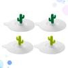 4Pcs Cartoon Cactus Silicone Cup Lids Leak-Proof Dustproof Round Airtight Suction Sealed Covers Grass Green Fluorescent Green