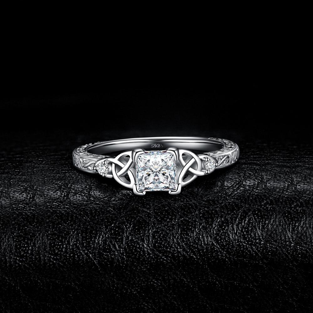 JewelryPalace 925 Silver Engagement Ring for Woman Celtic 5A CZ Simulated Diamond Ring