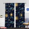 Flat Printing Window Drapes Outer Space Versatile Durable Polyester Without Electricity Family Party Decoration Curtain Set Of 2 Boho Made Washable