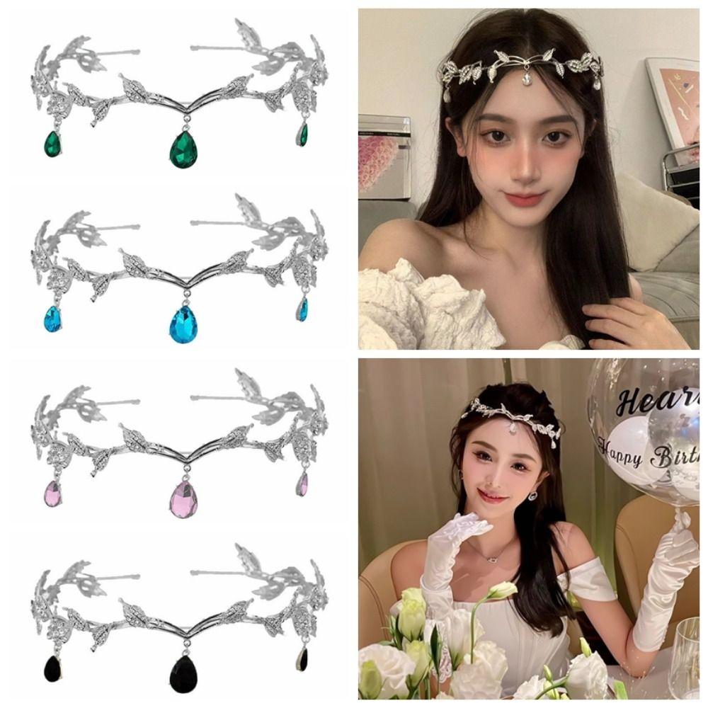 Liście Elficka Tiara Tiara z Cyrkoniami Bandana Styl Vintage Korona Wróżki Kobiety