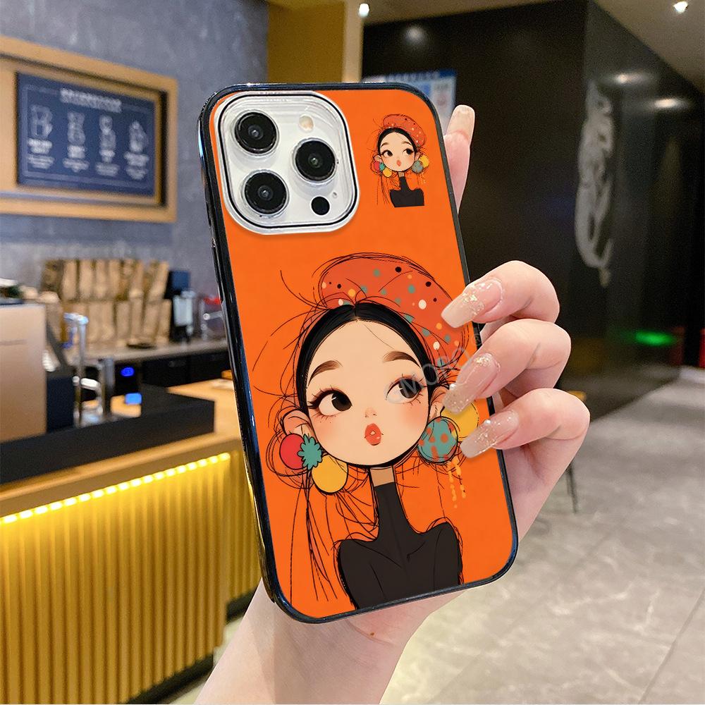 Magsafe Magnetic Suction Apple 16promax Transparent Black Frame Mobile Phone Case 17 New AIR Anti-drop 13 Hat Girl