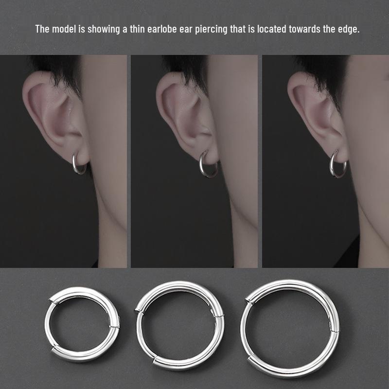 

925 Silver Minimalist Circle Hoop Earrings & Ear Cuffs for Men & Women