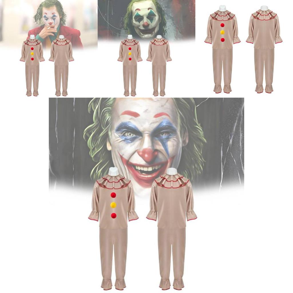 Twisted Clown Cosplay Costume For American Horror Story In Stylish Brown Fabric