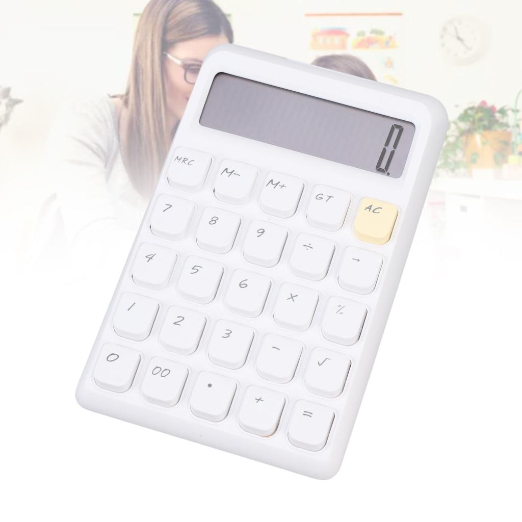 Solar Calculator 12 Digits Large Display Responsive Mechanical Buttons Cute Basic Standard Calculator for   Study