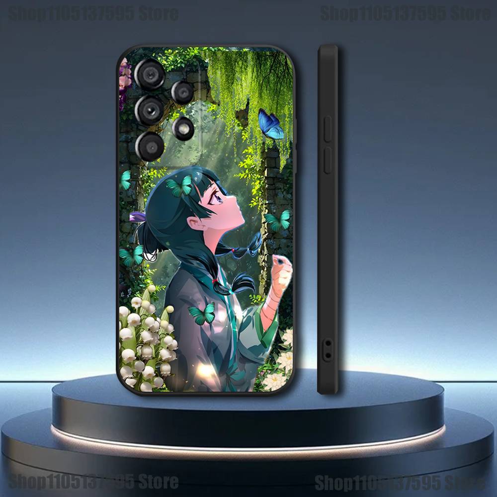 A-Apothecary Cute Maomao Phone Case For Samsung Galaxy A20,A21s,A22,A31,A32,A52,A53,A72,73,A80 Soft Black Cover