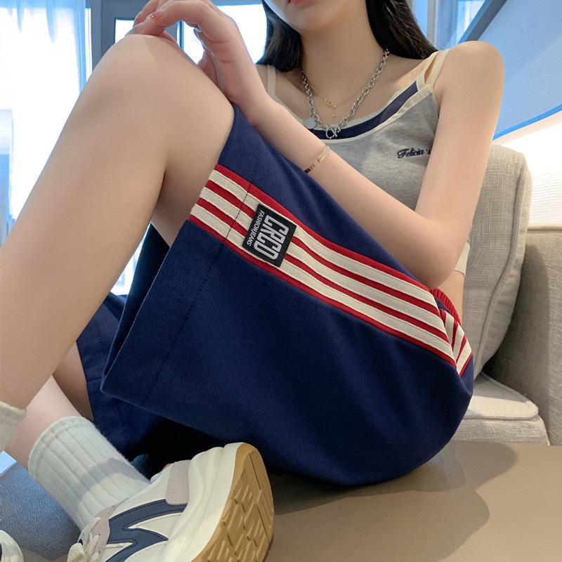 Women's High-Waist Striped Sports Shorts - Summer 2024 Trendy Loose Fit