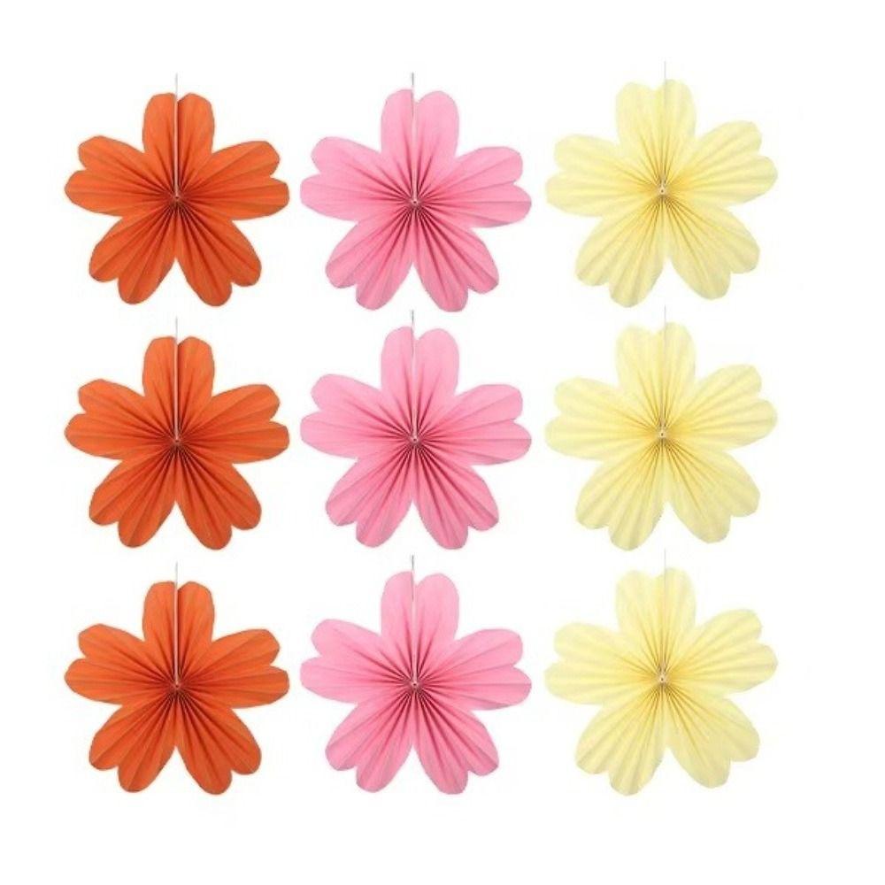9Pcs/Set DIY Paper Fans Macaron Backdrops Decoration New Wall Hanging Banner  Classroom Background