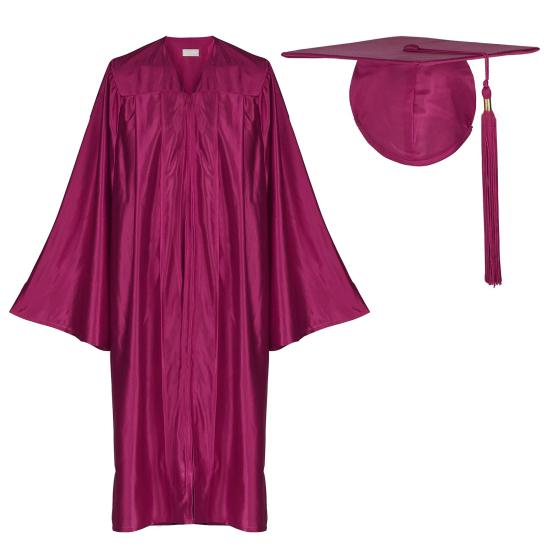 1 Set Unisex Graduation Robe Hat Set Front Zipper Loose V Neck Loose Tassel Year Tag College Bachelor Doctor Master
