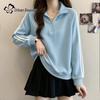 Women's Loose Fit Half-Zip Polo Collar Sweatshirt